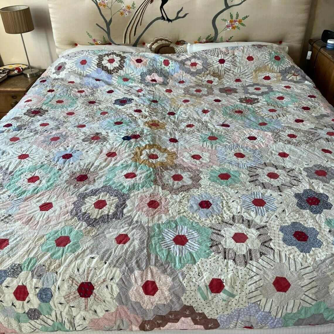 19th Century Hand Stitched Patchwork Quilt photo Textiles