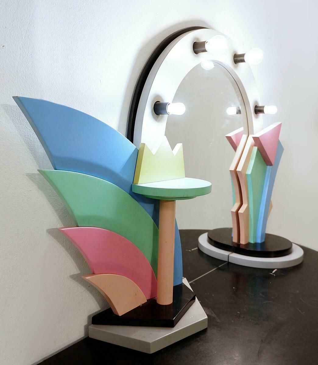 Mid Century Modern Memphis Style Dressing Table/ Vanity In Lacquered Wood, 1960s photo buy