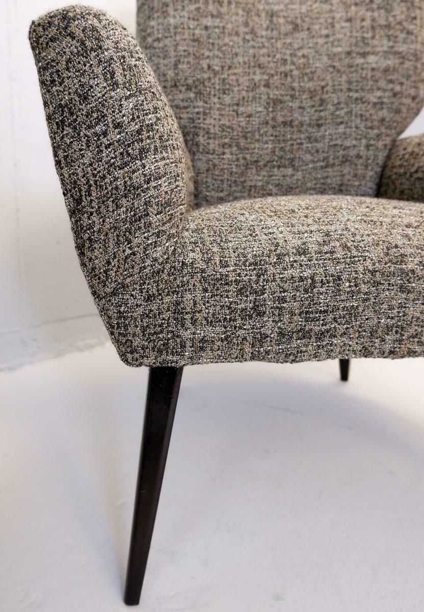 Pair Of Armchairs Black Lacquered Wood Legs, New Upholstery, Italy, 1950s photo furniture