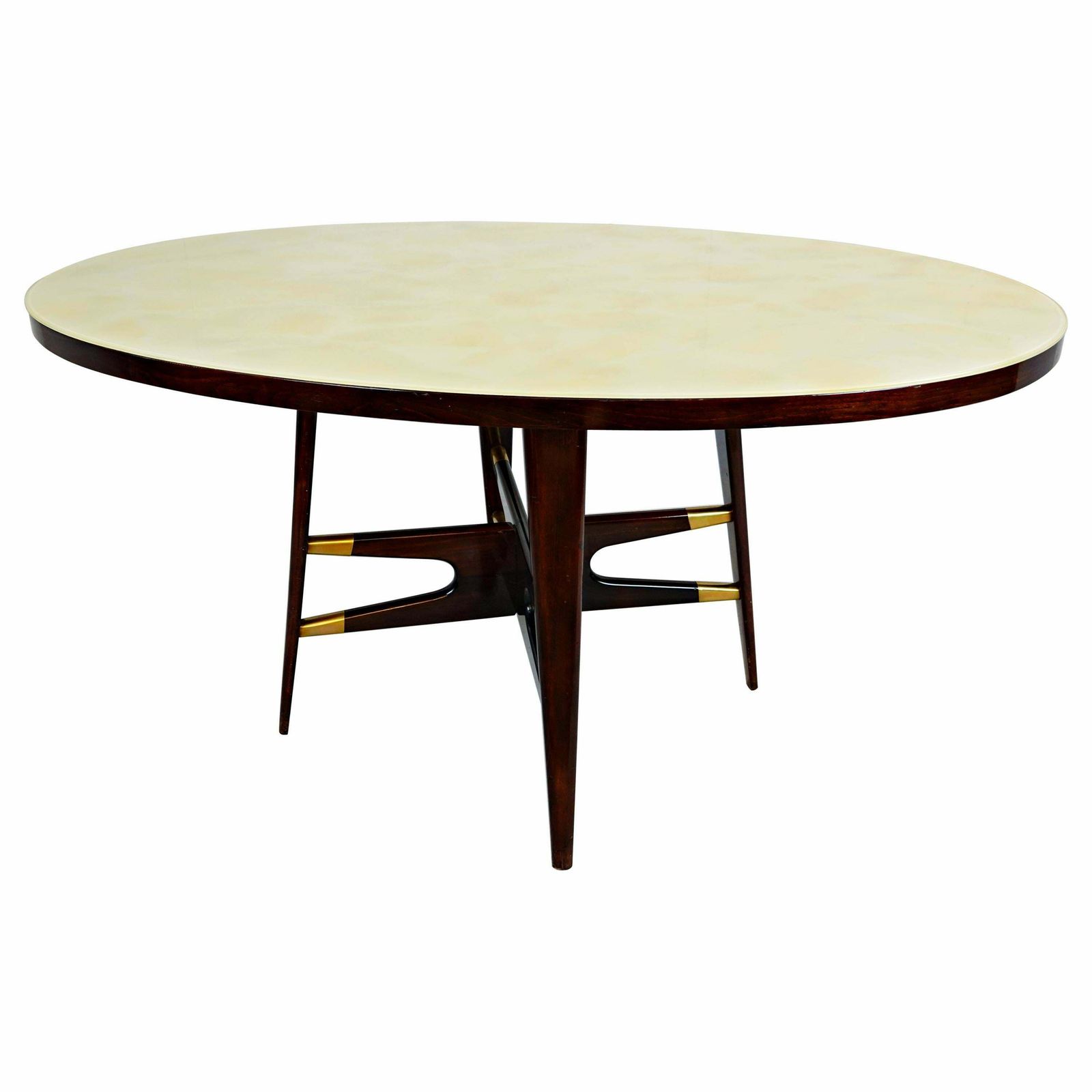 Mid Century Modern Italian Dining Table, Marbled Glass, 1950s