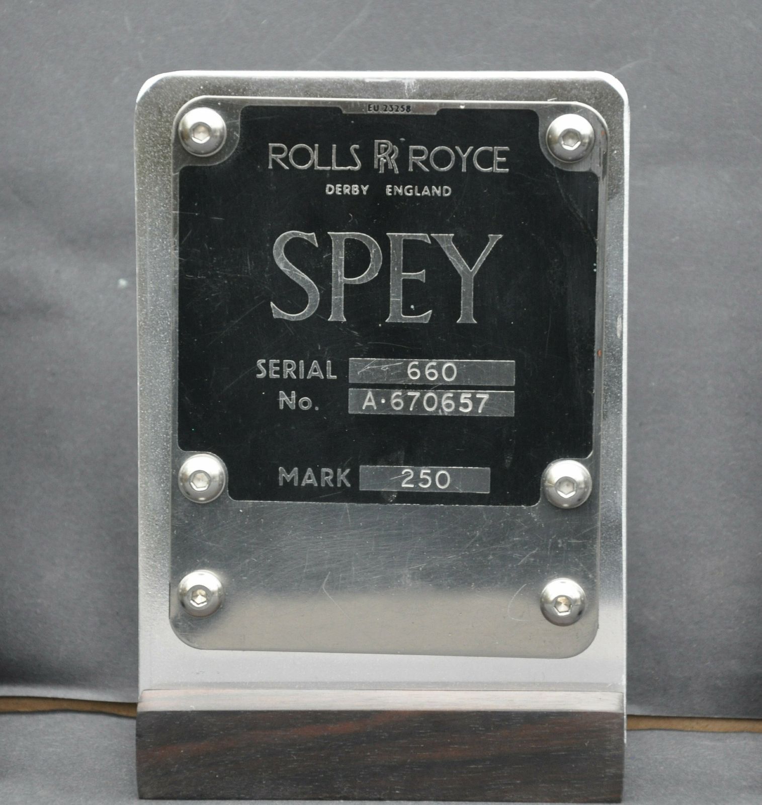 Rolls Royce Spey Aircraft Engine Data Plate photo vinterior