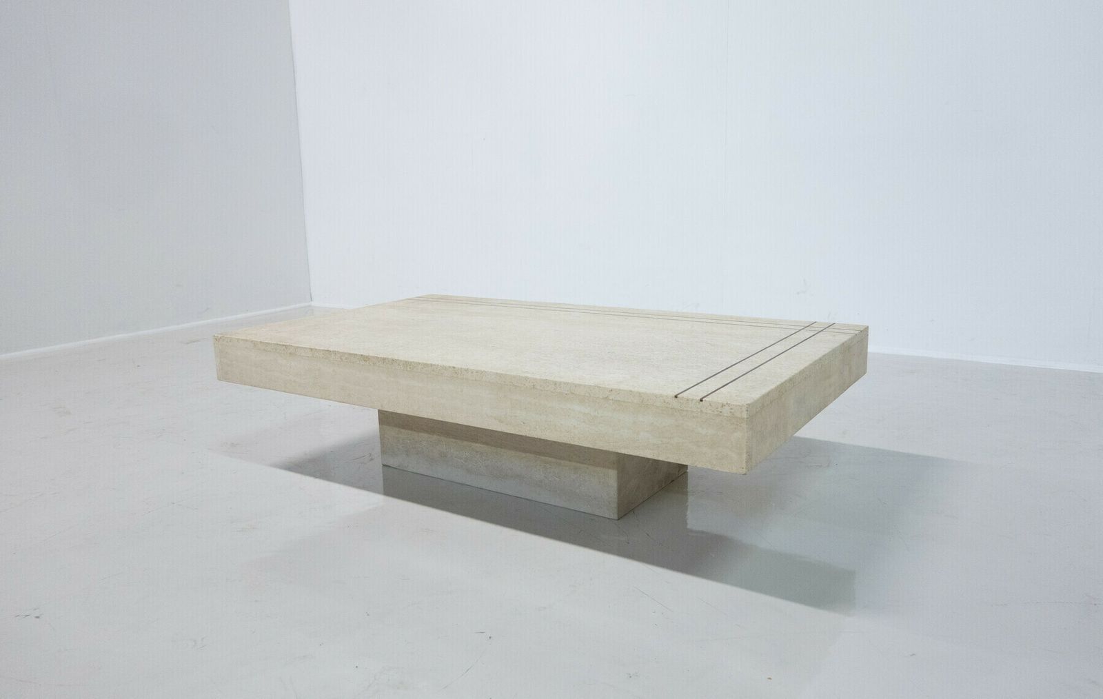 Mid Century Modern Italian Travertine Coffee Table, 1970s
