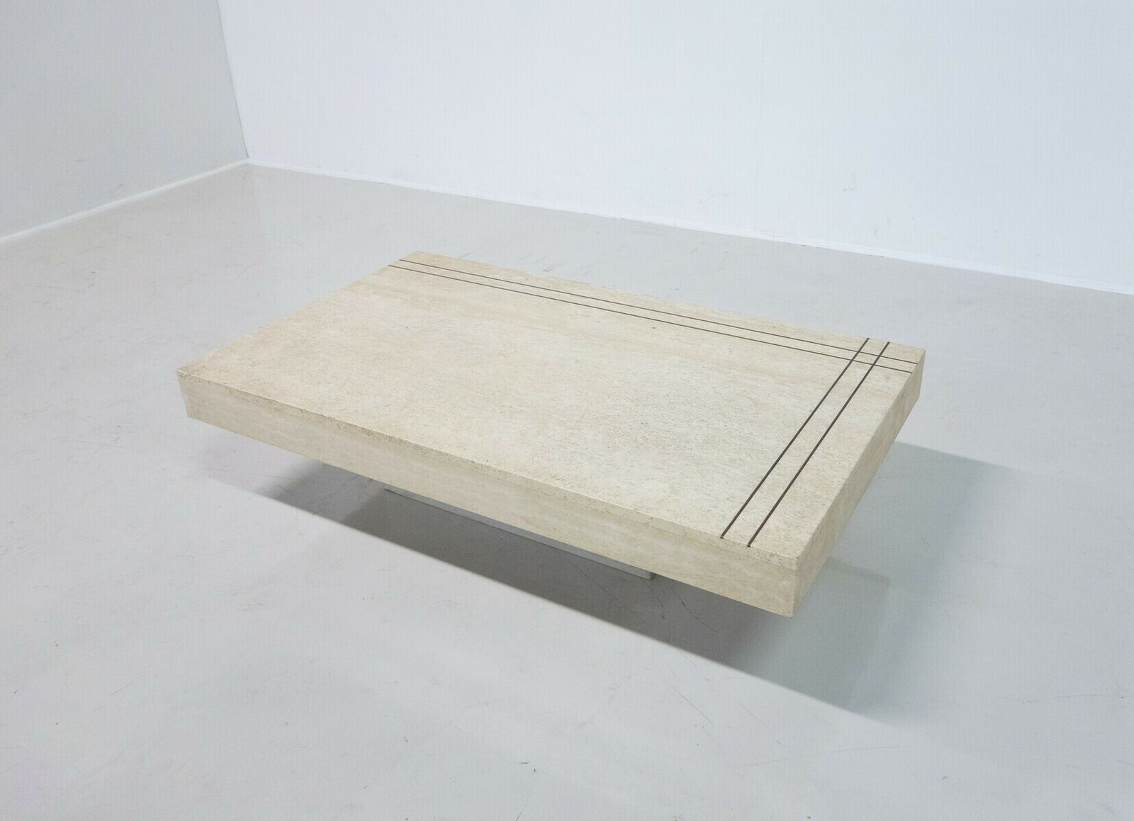 Mid Century Modern Italian Travertine Coffee Table, 1970s photo vinterior
