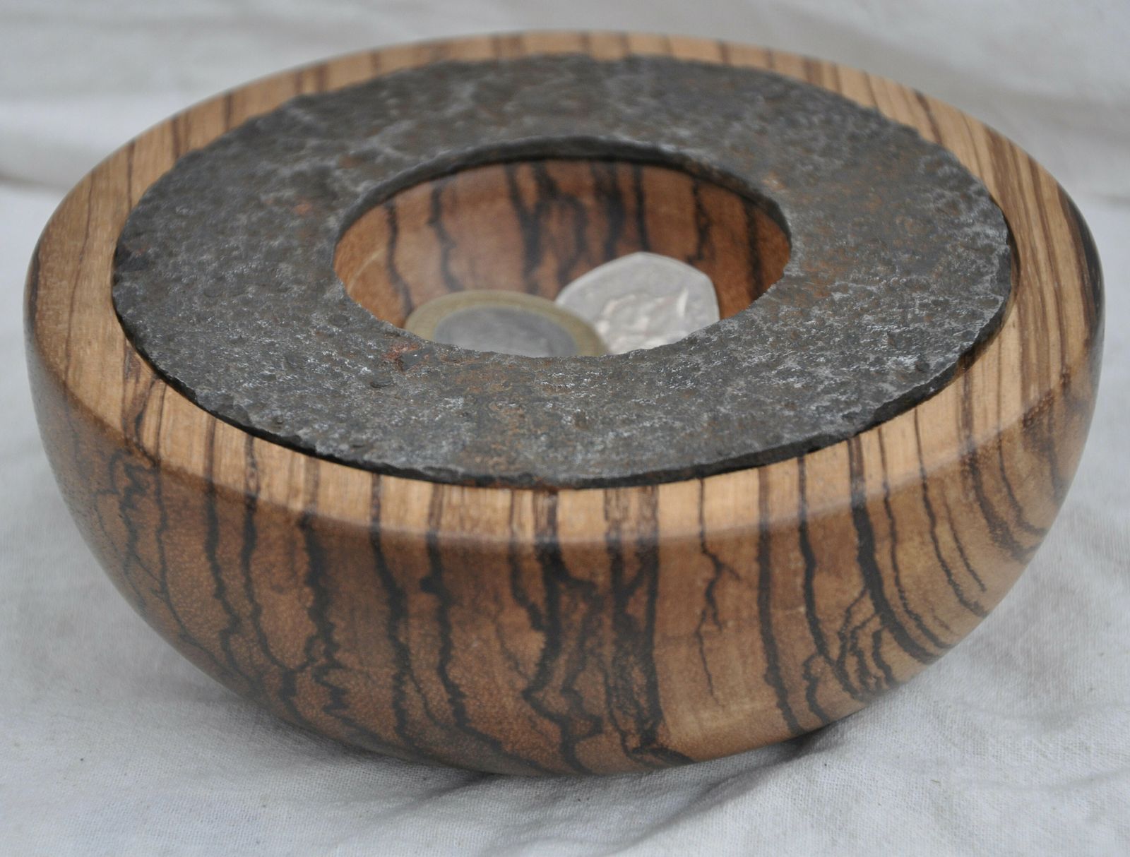 Bowl Made From An Airspeed Horsa Relic Mounted In Zebrano Wood photo for sale