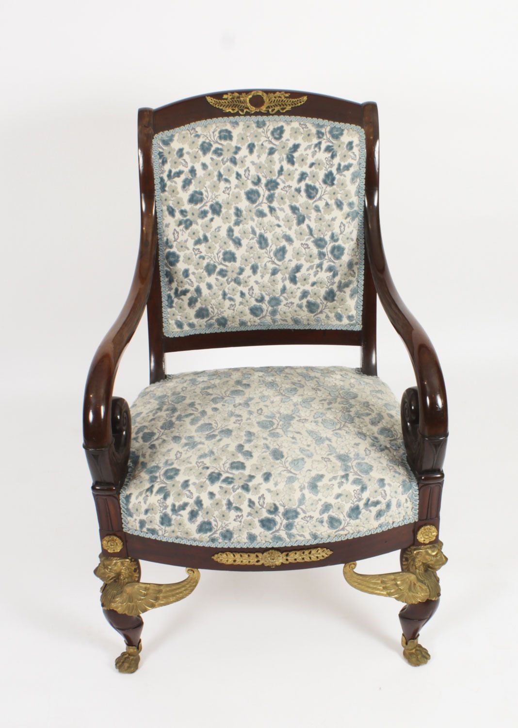 Antique Pair Ormolu Mounted Armchairs Empire Revival C1870 19th C photo Furniture