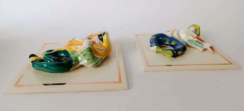 Pair Of Ceramic Tiles In Relief Coronetti Cunardo Servais 1950s Musicians photo for sale