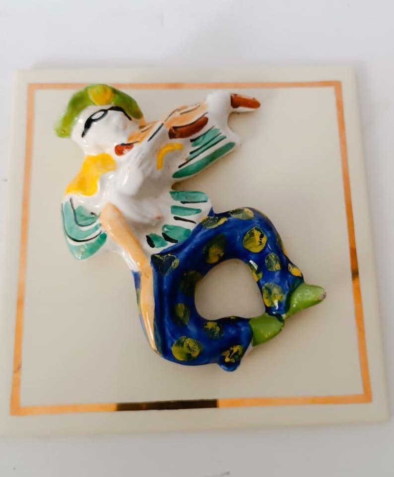 photo furniture Pair Of Ceramic Tiles In Relief Coronetti Cunardo Servais 1950s Musicians