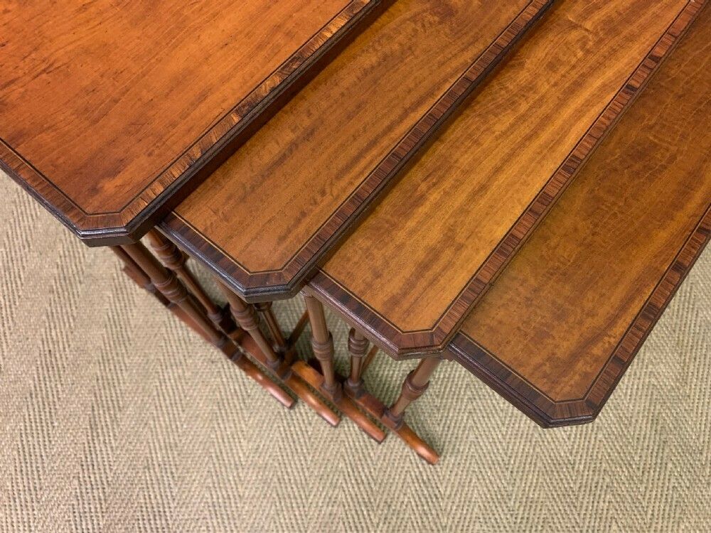 photo for sale Inlaid Satinwood Nest Of 4 Tables