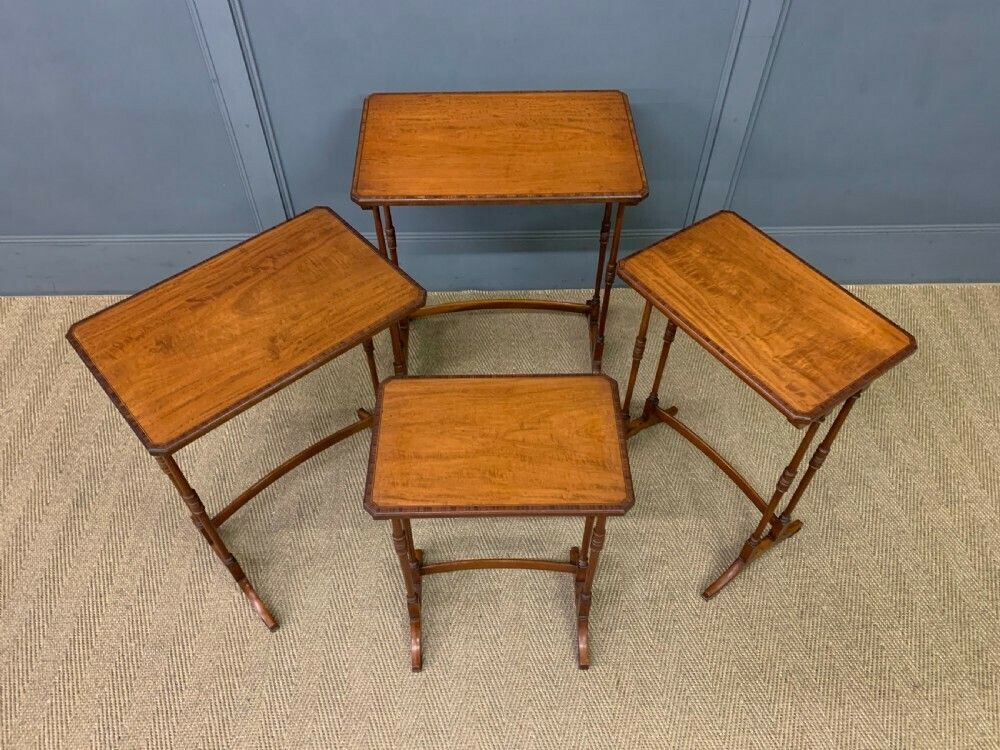 photo buy Inlaid Satinwood Nest Of 4 Tables