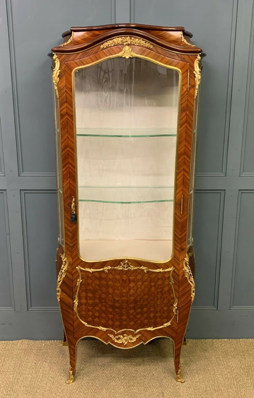 Superb 19th Century French Kingwood Parquetry Vitrine photo for sale