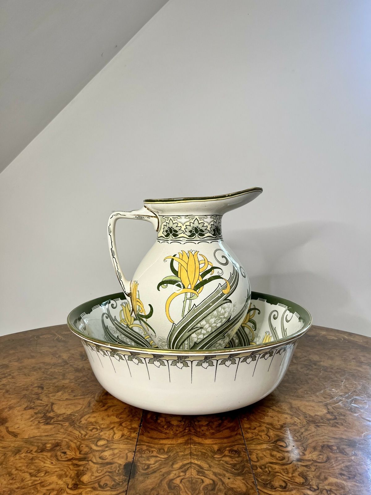 Lovely Edwardian Royal Dolton Jug And Bowl Set photo for sale