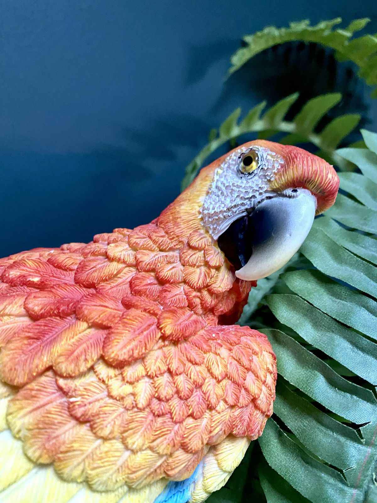 Vintage, Macaw, Parrot Ornament, Resin, On Log. Housewarming Gift, Parrot Collector Gift. photo for sale