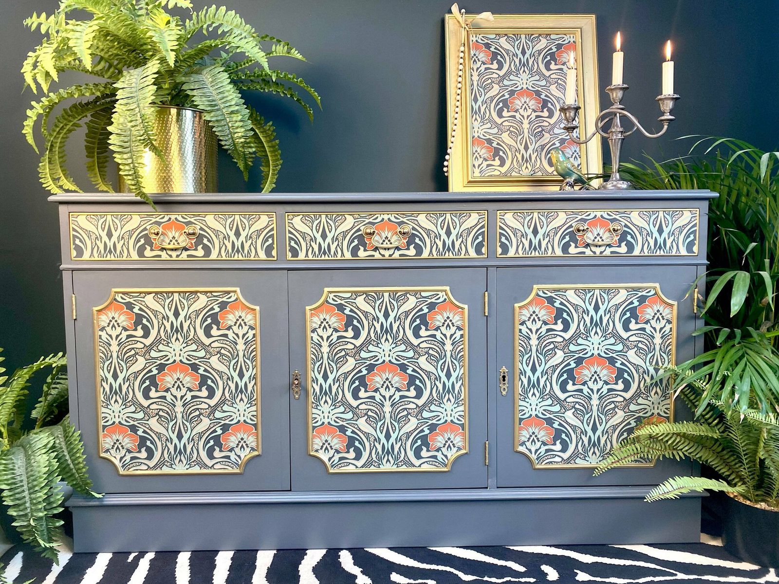 Upcycled Vintage Sideboard, Tv Unit , William Morris Print , Living Room, Dining Room Storage. photo for sale