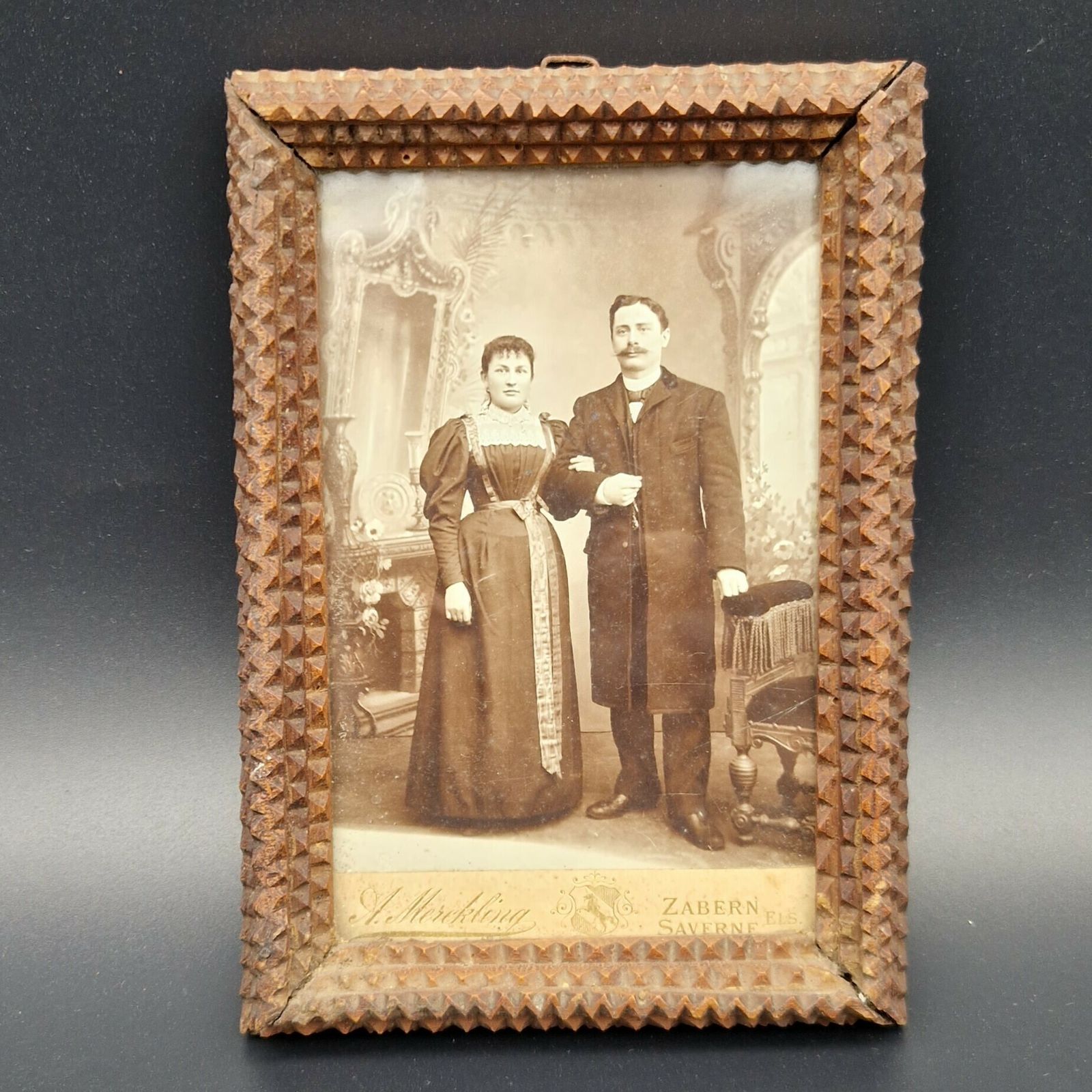 Wooden Picture Frame. Tramp Art Wood Frame. 1850   1880