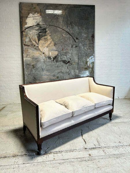 7499.0 19thc Antique Country House Sofa   Fully Restored In Hand Dyed A Tiffany Leather photo
