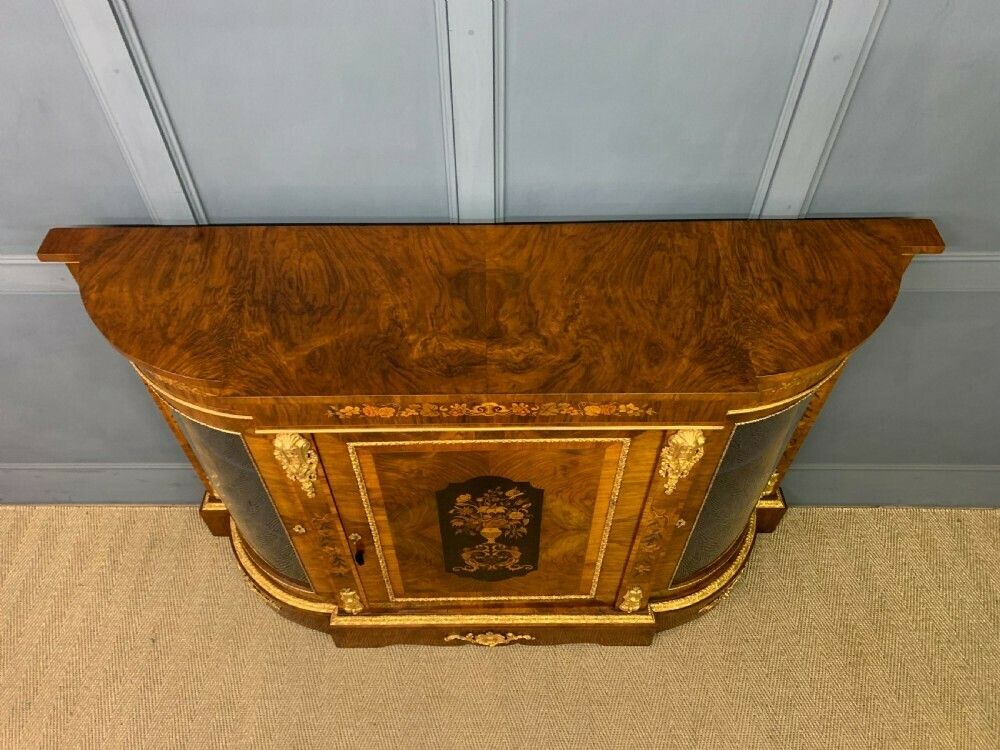 Victorian Burr Walnut Marquetry Credenza photo for sale