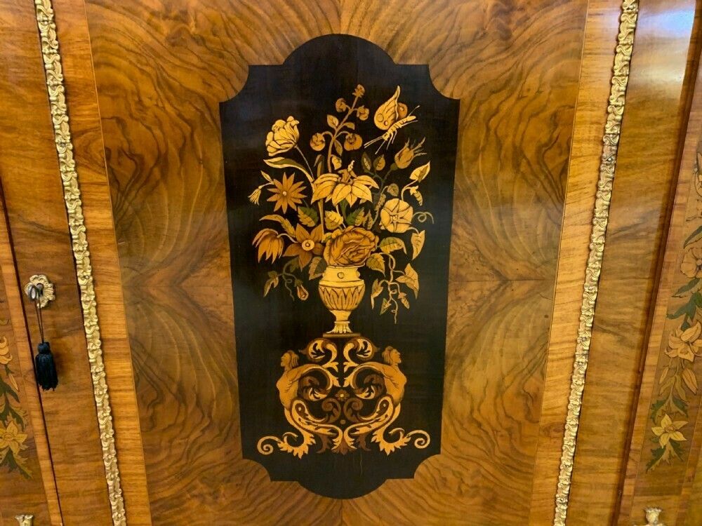 photo for sale Victorian Burr Walnut Marquetry Credenza