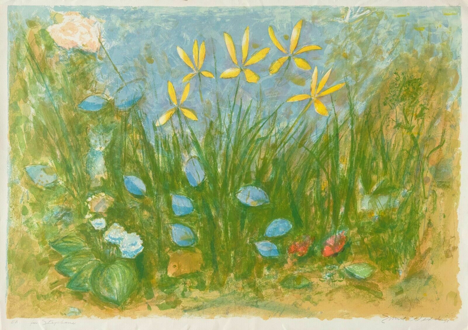 Emil Weddige Signed Print Signed Lithograph Early Sprint Nature Flowers