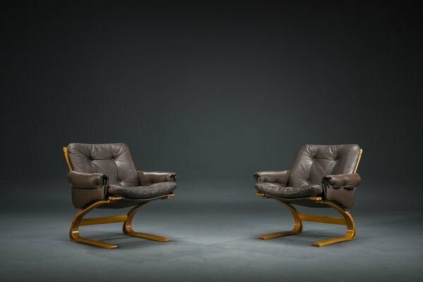 Brown Leather Armchairs By Elsa & Nordahl Solheim For Rybo Rykken & Co., 1970s, Set Of 2 photo furniture