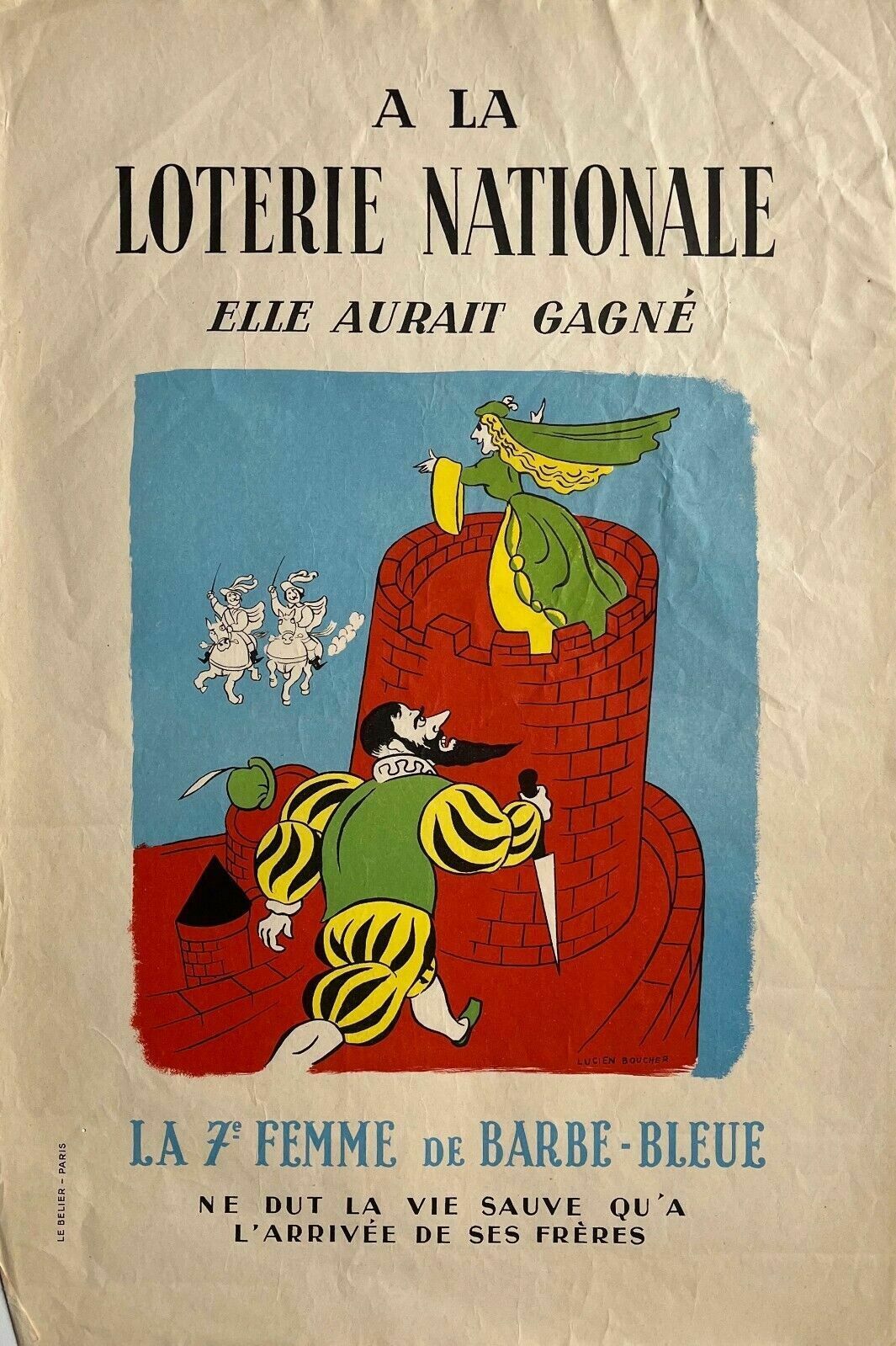 Poster Poster National Lottery France 7th Wife Of Bluebeard 1954