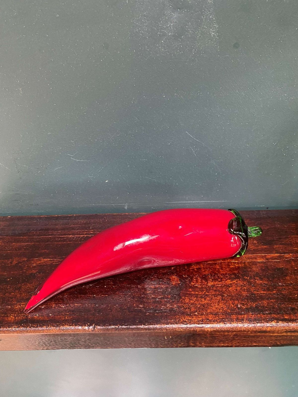 Vintage, Glass, Red Bell Pepper. Murano Style Glass Art , Collectible Hand Blown Glass Fruit. Vintage Home Decor. New Home Gift. photo Art