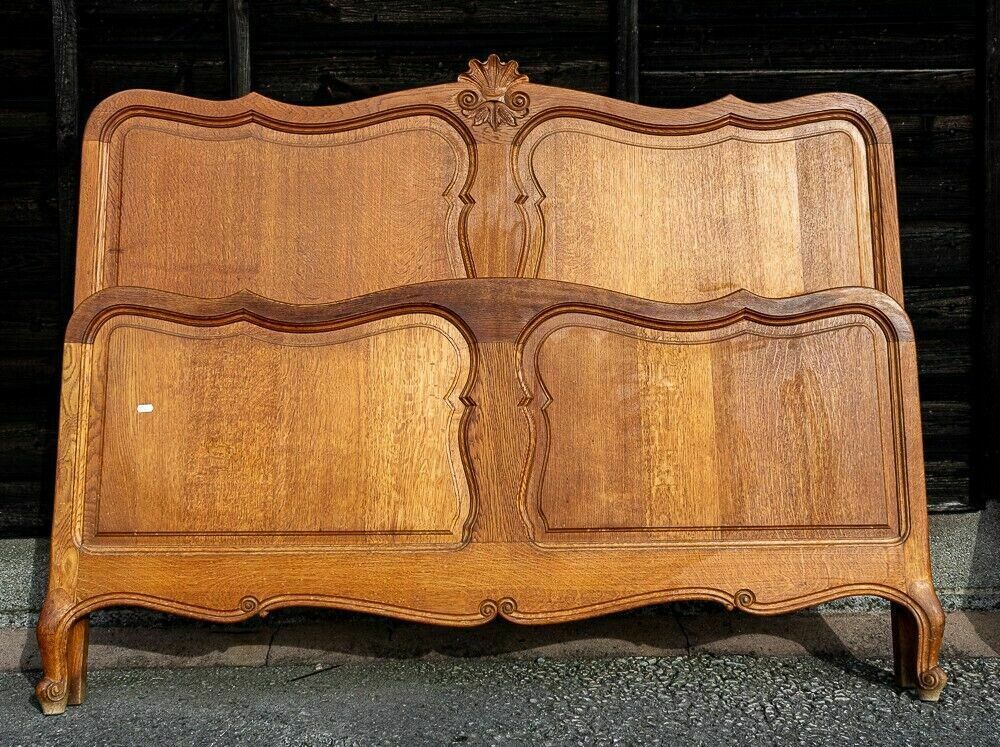 French Louis XV Style Carved Honey Oak Double Bed Frame  W1 B666 photo furniture