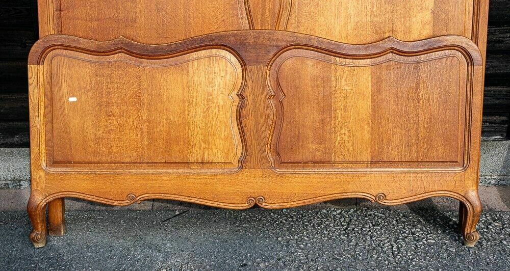 French Louis XV Style Carved Honey Oak Double Bed Frame  W1 B666 photo for sale