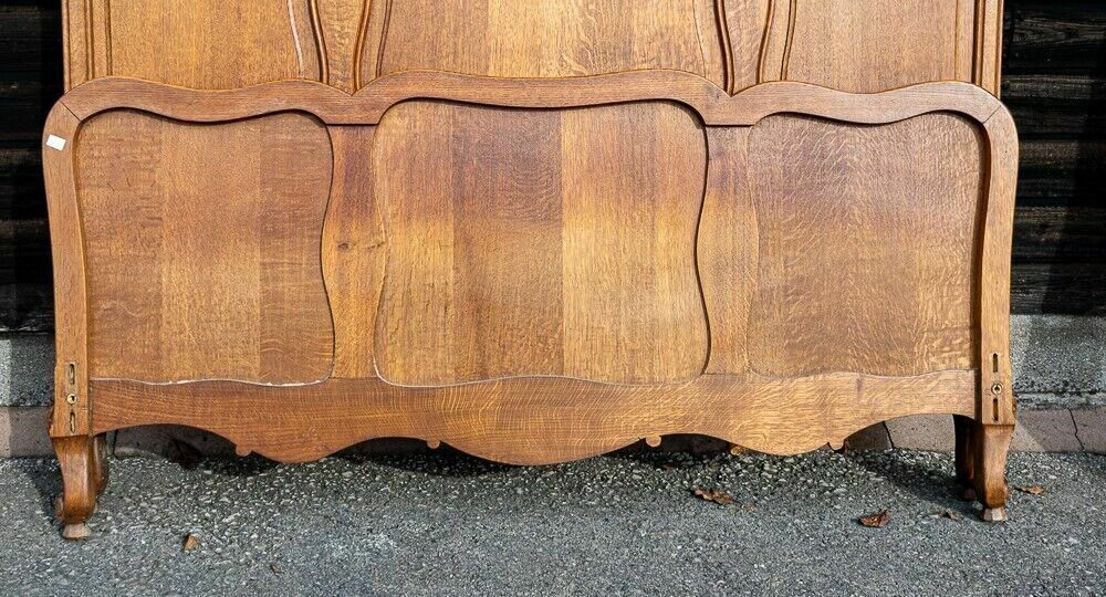 French Louis XV Style Carved Honey Oak Double Bed Frame  W1 B22 photo vintage