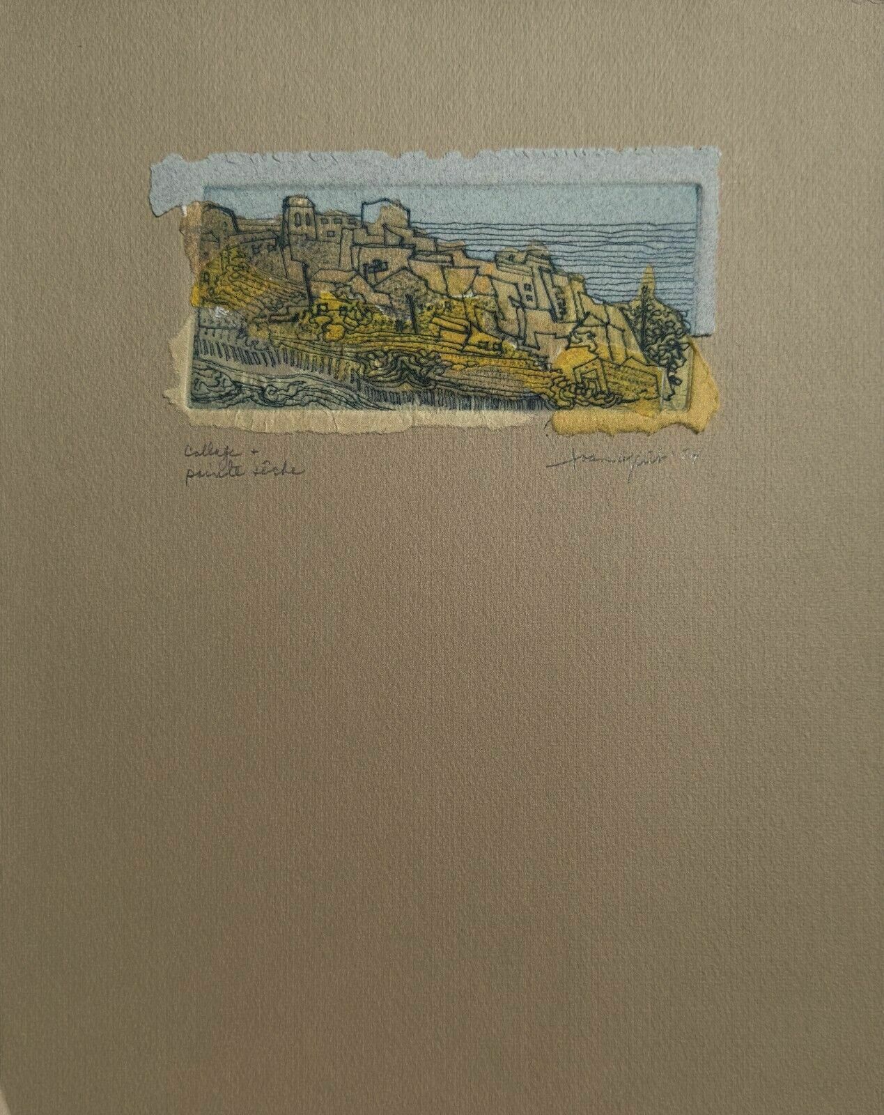 Joan Aghib   Atelier 17 Hayter   Drypoint Engraving And Collage Signed 1974