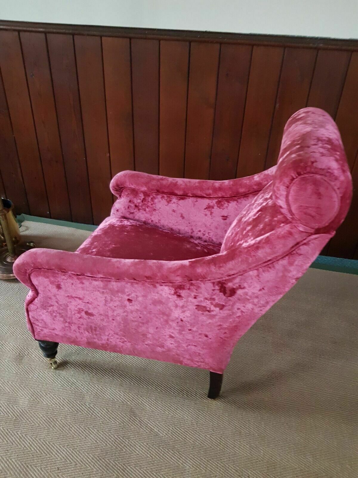 A Stunning Late 19th Century Armchair Reupholstered In Velvet Cloth photo for sale