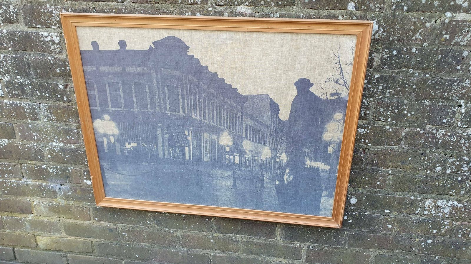 Multi Media Print On Linen/Canvas   Vintage, Large, Framed, Glazed   Townscape