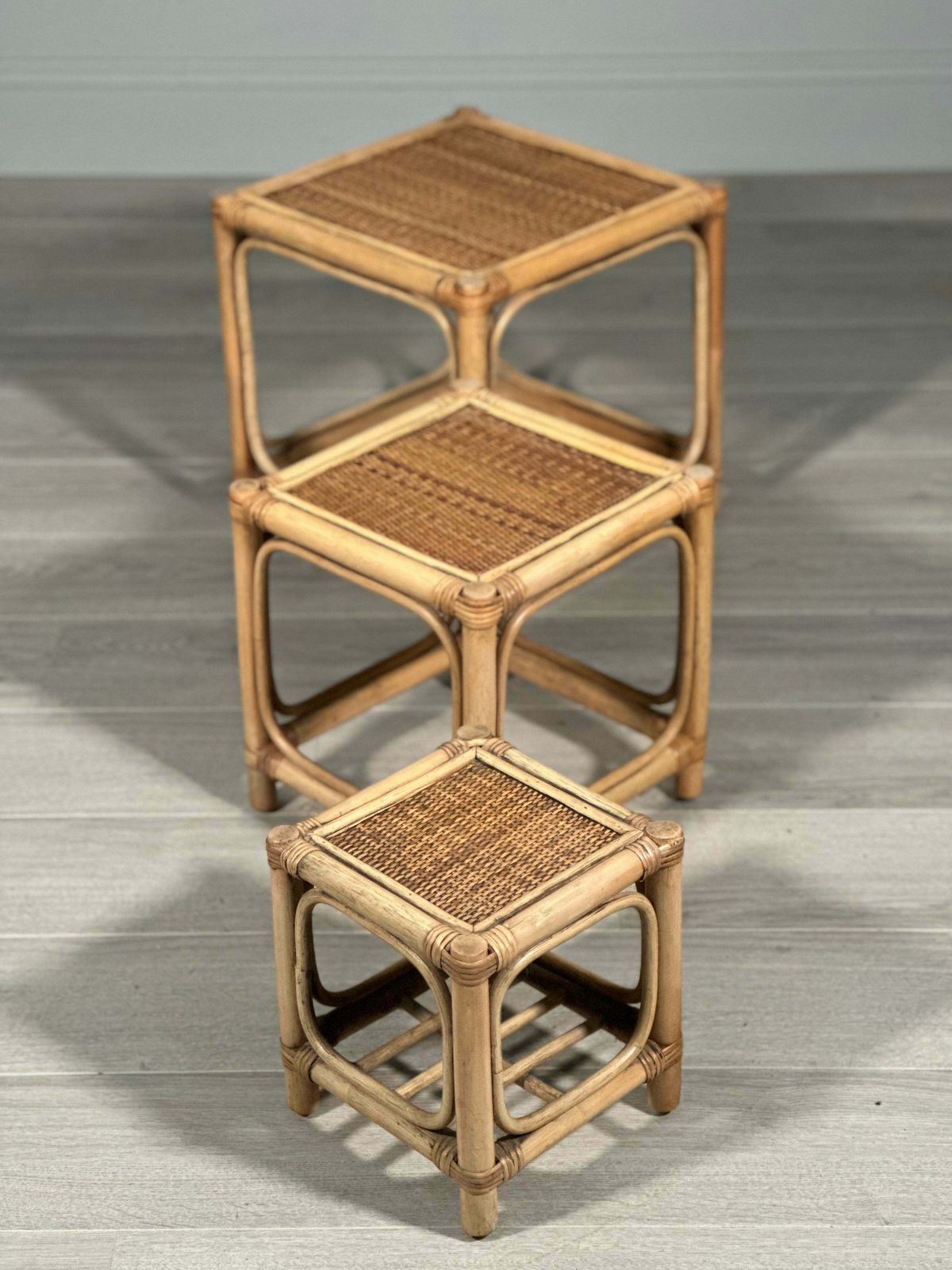 Mid 20th Century Bamboo Nest Of Tables photo furniture