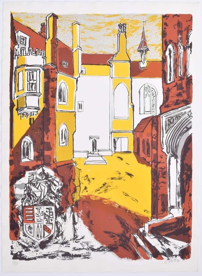 Margaret Souttar Queens' College, Cambridge Lithograph (Signed) By Margaret Souttar 1960s