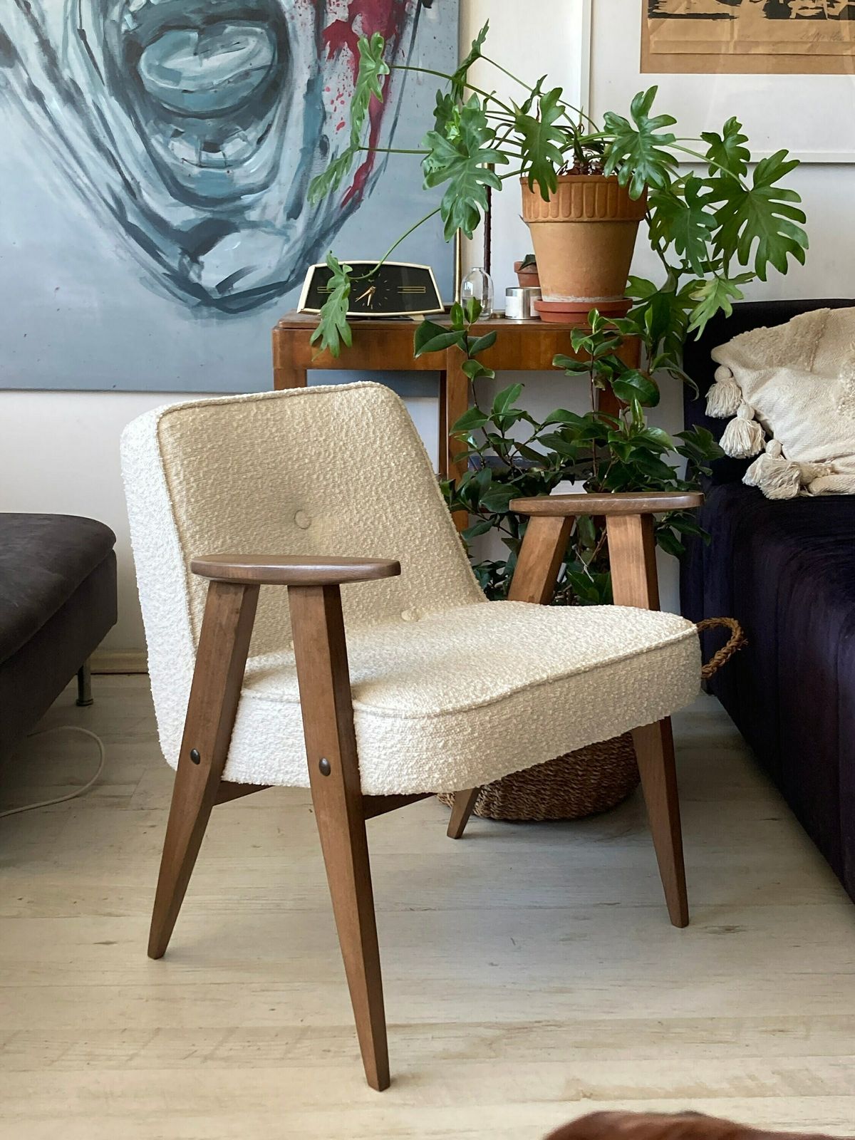 Original Polish Mid Century 366 Chair Designed In 1962 By J. Chierowski. Boucle Fabric. Personalization photo Furniture