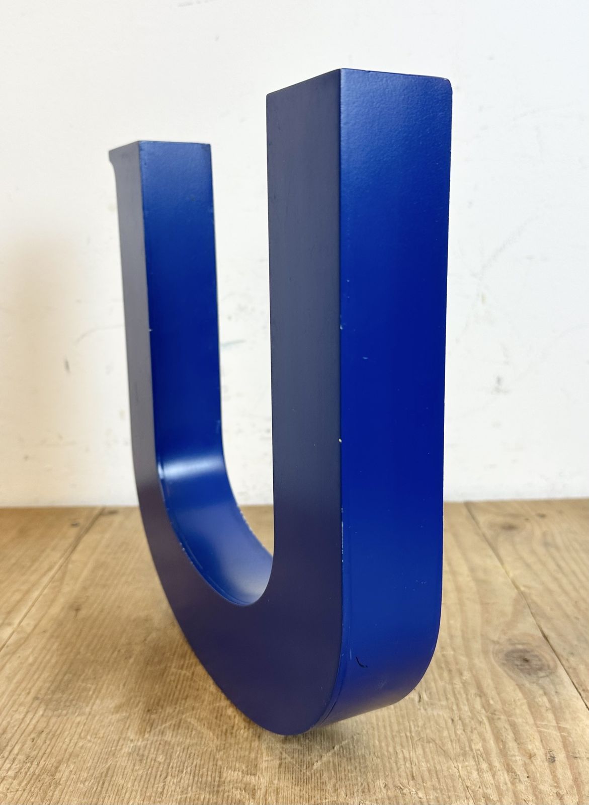 Vintage Blue Iron Facade Letter U, 1970s photo Home Decor