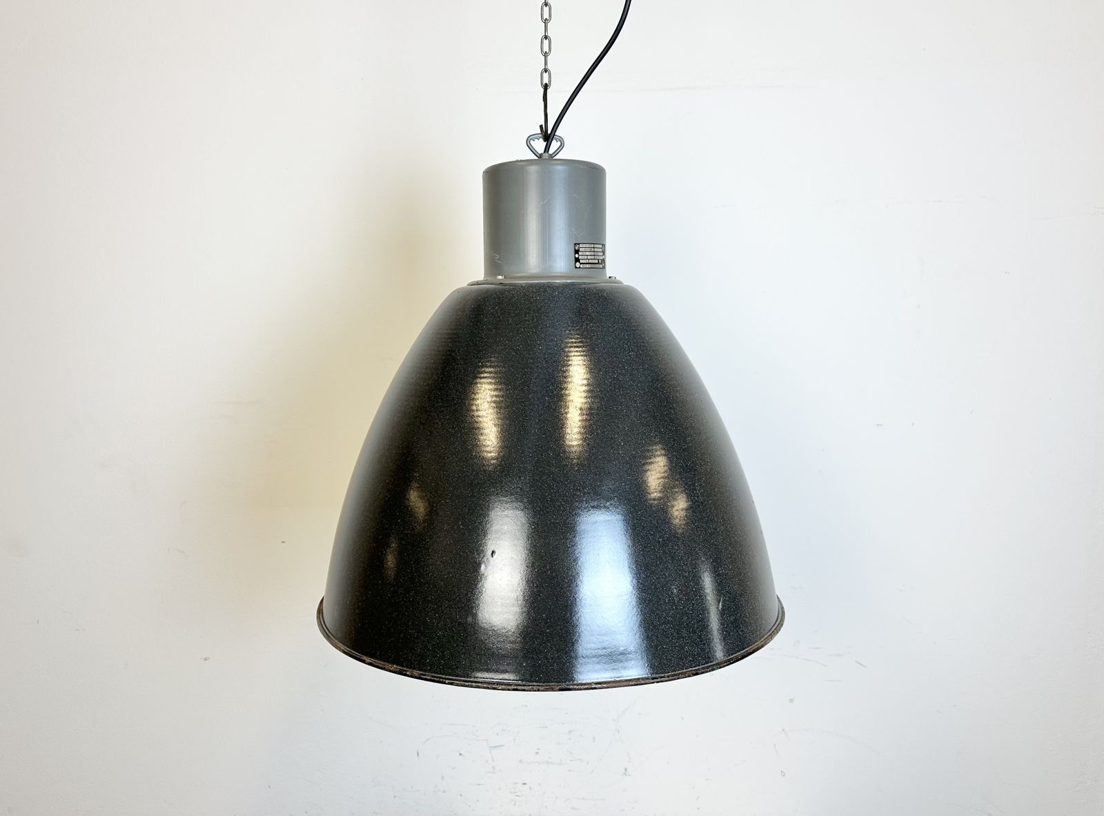 photo furniture Large Dark Grey Enamel Industrial Factory Lamp From Elektrosvit, 1960s, 11x