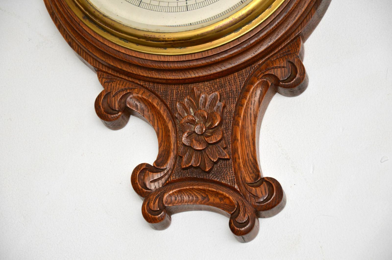 photo furniture Antique Victorian Carved Oak Banjo Barometer By Maple & Co