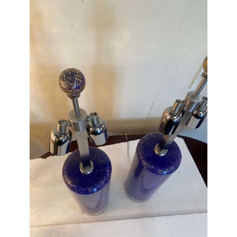 A Pair Of 2000s Blue And Gold Table Lamp photo 5800.0