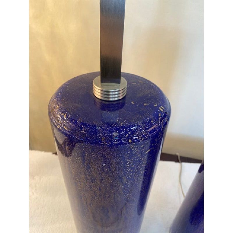 A Pair Of 2000s Blue And Gold Table Lamp photo vintage