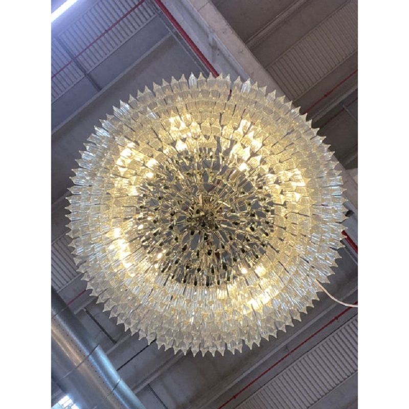 Contemporary Transparent And Black "Triedro" Murano Glass Chandelier photo buy