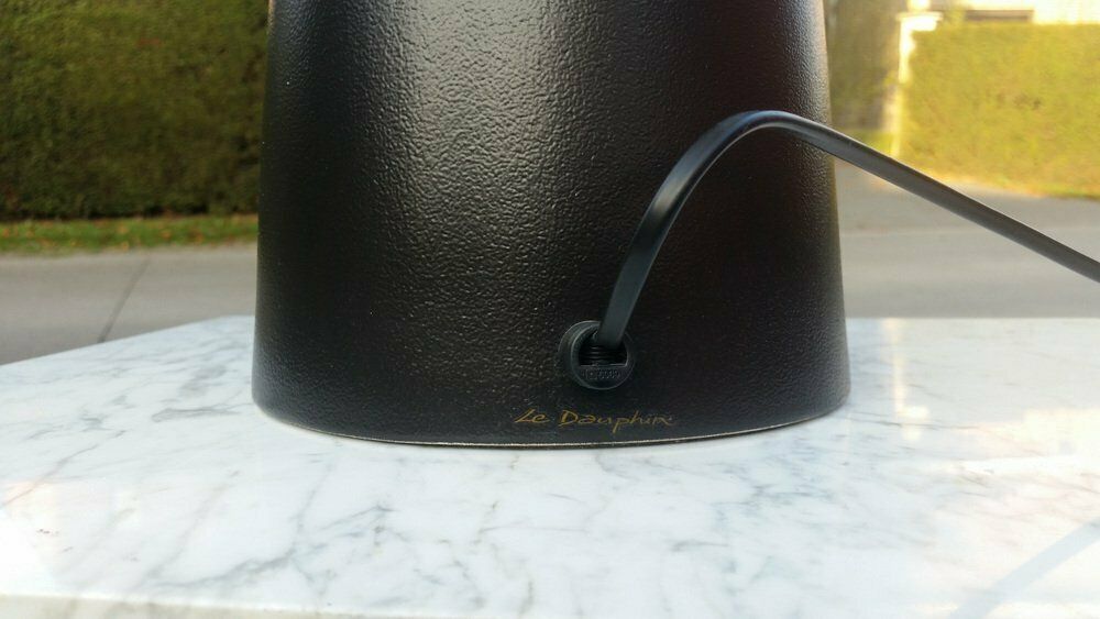 Large Minimalist French Black Ceramic Table Lamp From Le Dauphin, 1980s photo 810.0