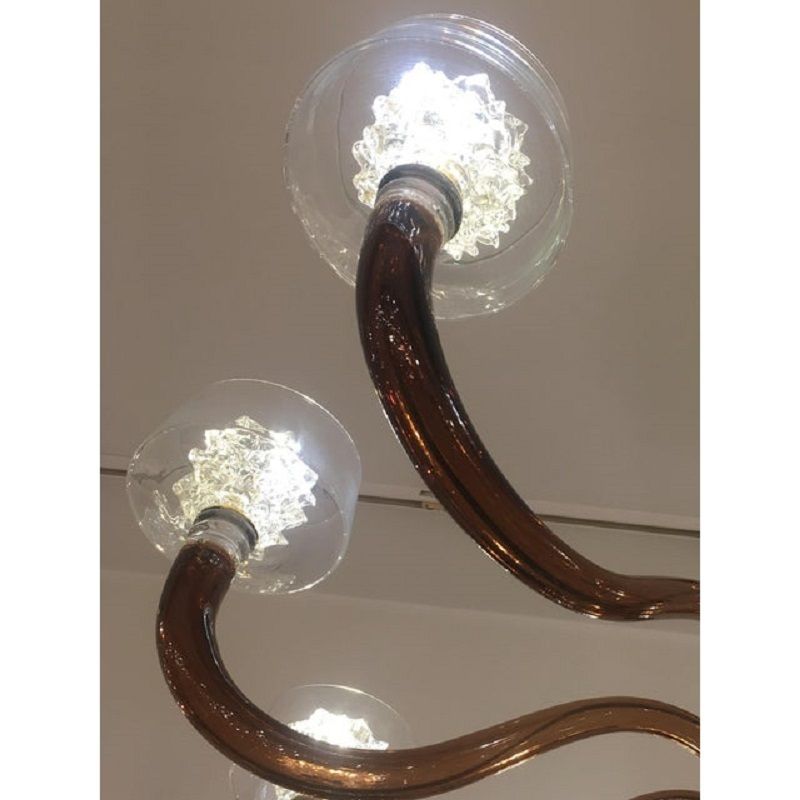 Contemporary Brown Murano Glass Chandlier With "Rostrato" Working Cup photo furniture
