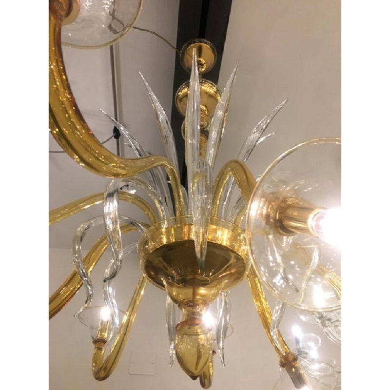 Contemporary Amber Murano Glass Chandelier photo furniture
