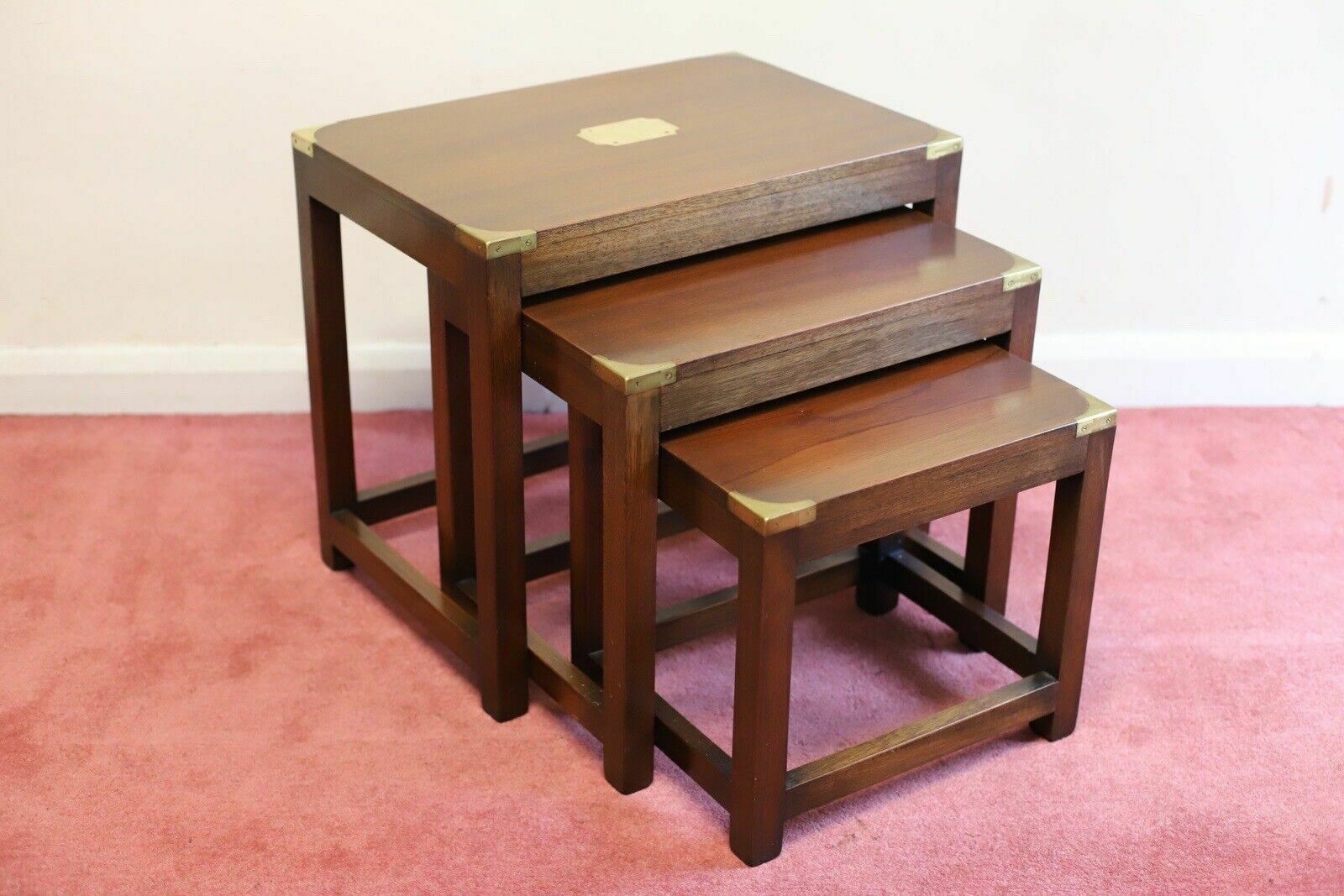 Military Campaign Style Nest Of Three Tables photo furniture