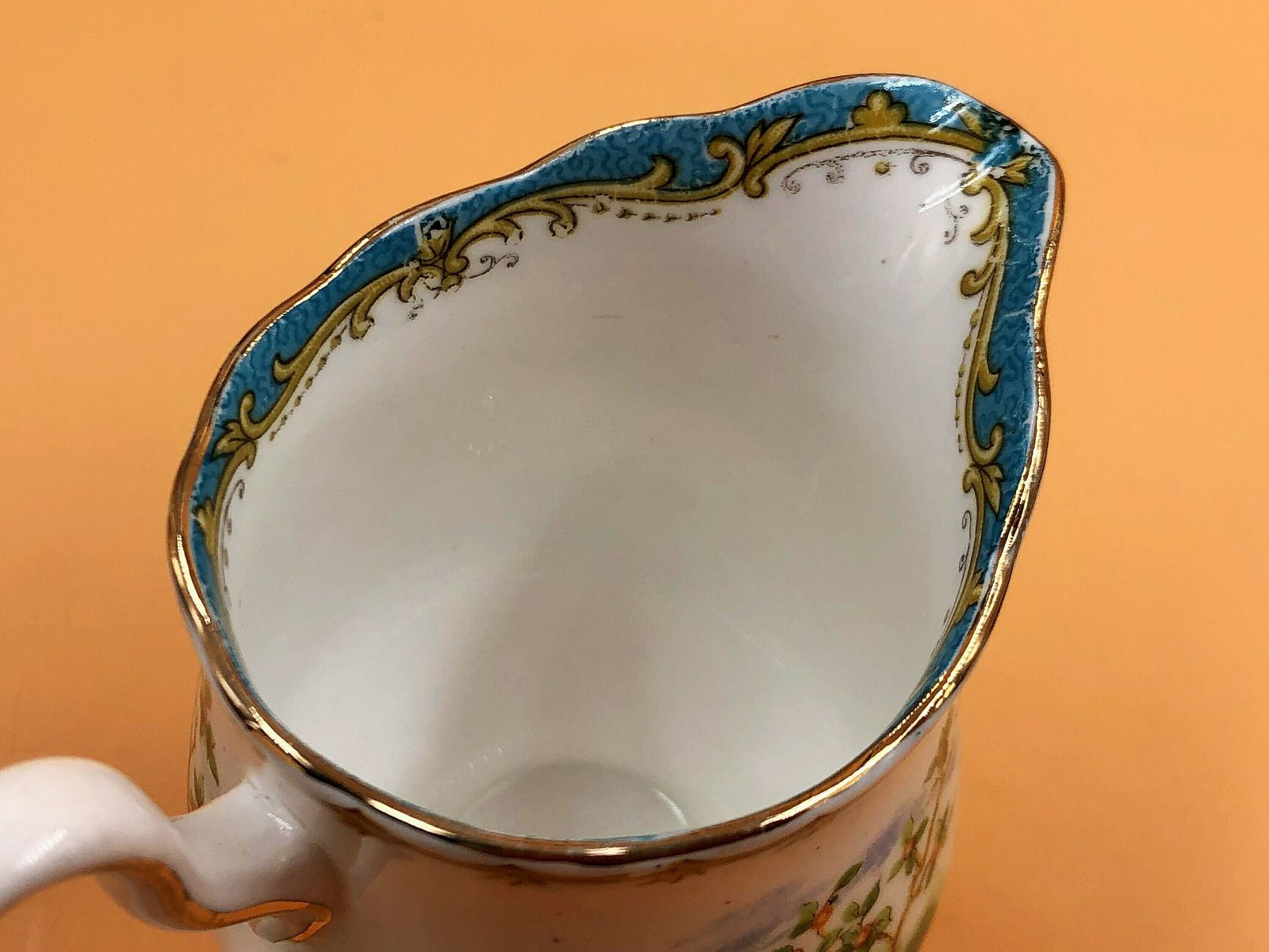 Vintage Royal Albert China Chelsea Bird Design Teal Creamer And Open Sugar Bowl Set. No. 839184. photo 50.0