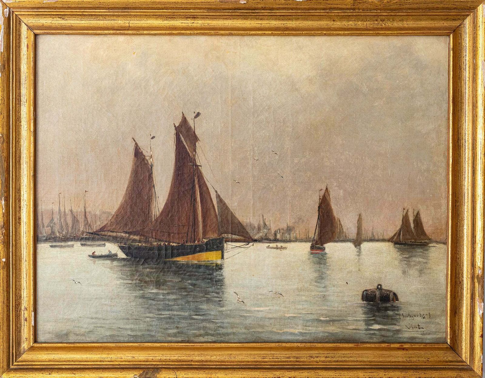Collection Of Four 19th Century Marine Paintings    Various Artists photo for sale