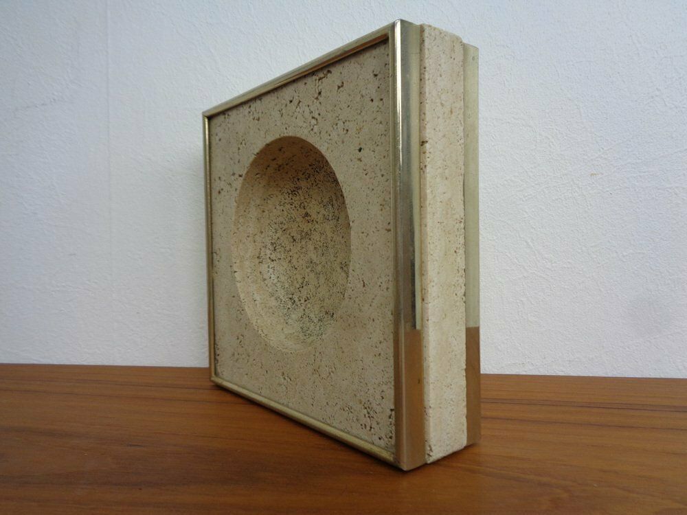 photo vintage Travertin & Brass Ashtray By Fratelli Mannelli, Italy, 1970s