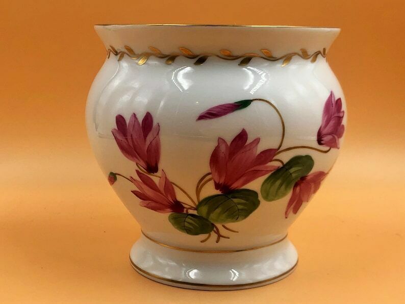 Dresden Porcelain Carl Thieme Hand Painted Jardiniere / Plant Pot. C1920.   Free Uk Post.