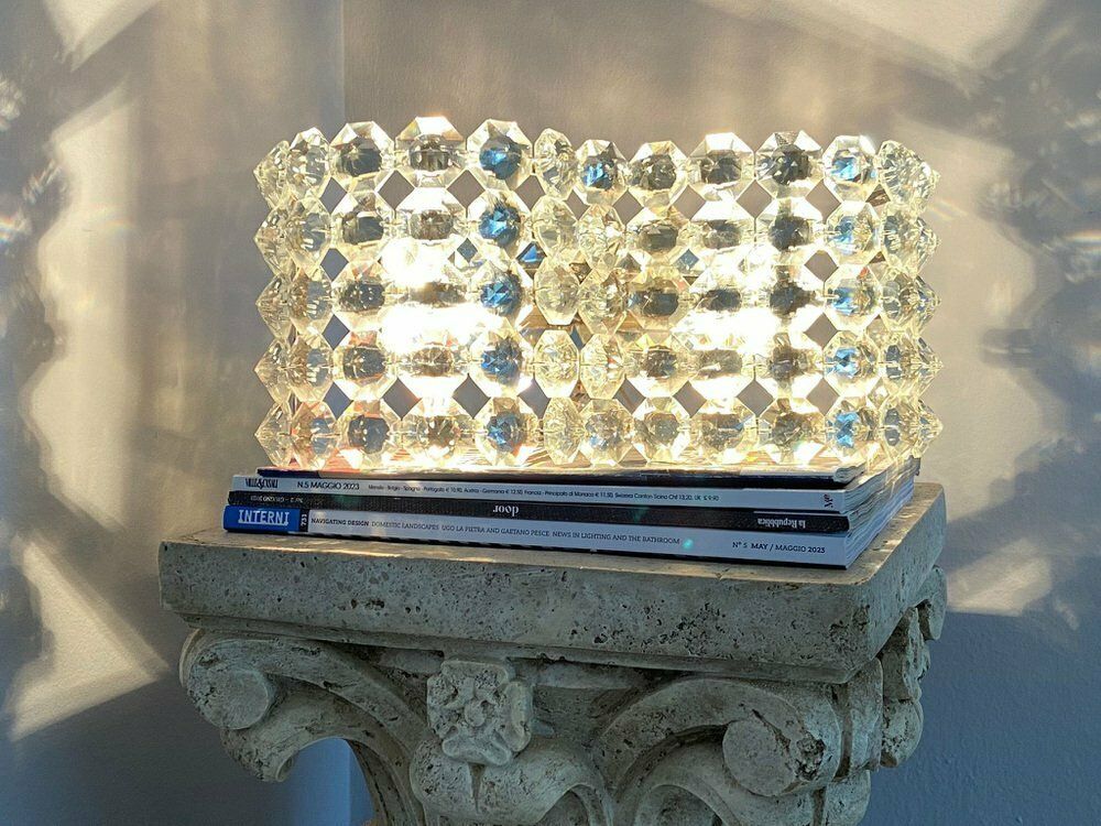 Italian Octagonal Crystal Wall Lamps, 1980s, Set Of 2 photo furniture