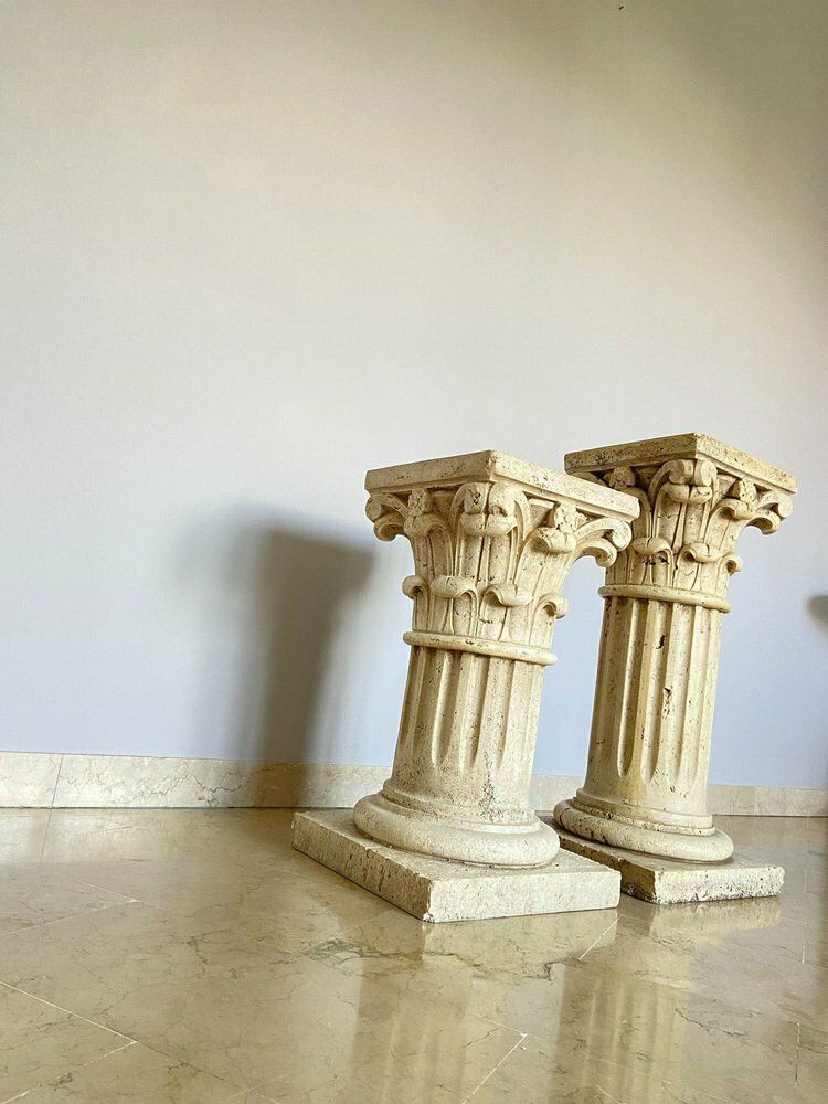 Home Decor Corinthian Travertine Columns, Italy, 1940s, Set Of 2 photo